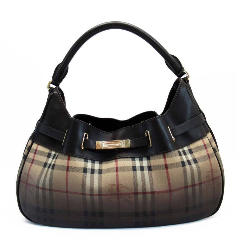 Burberry Nova Check Shoulder Bag Dark Brown Black Beige Leather classic favorite - Picture 1 of 3